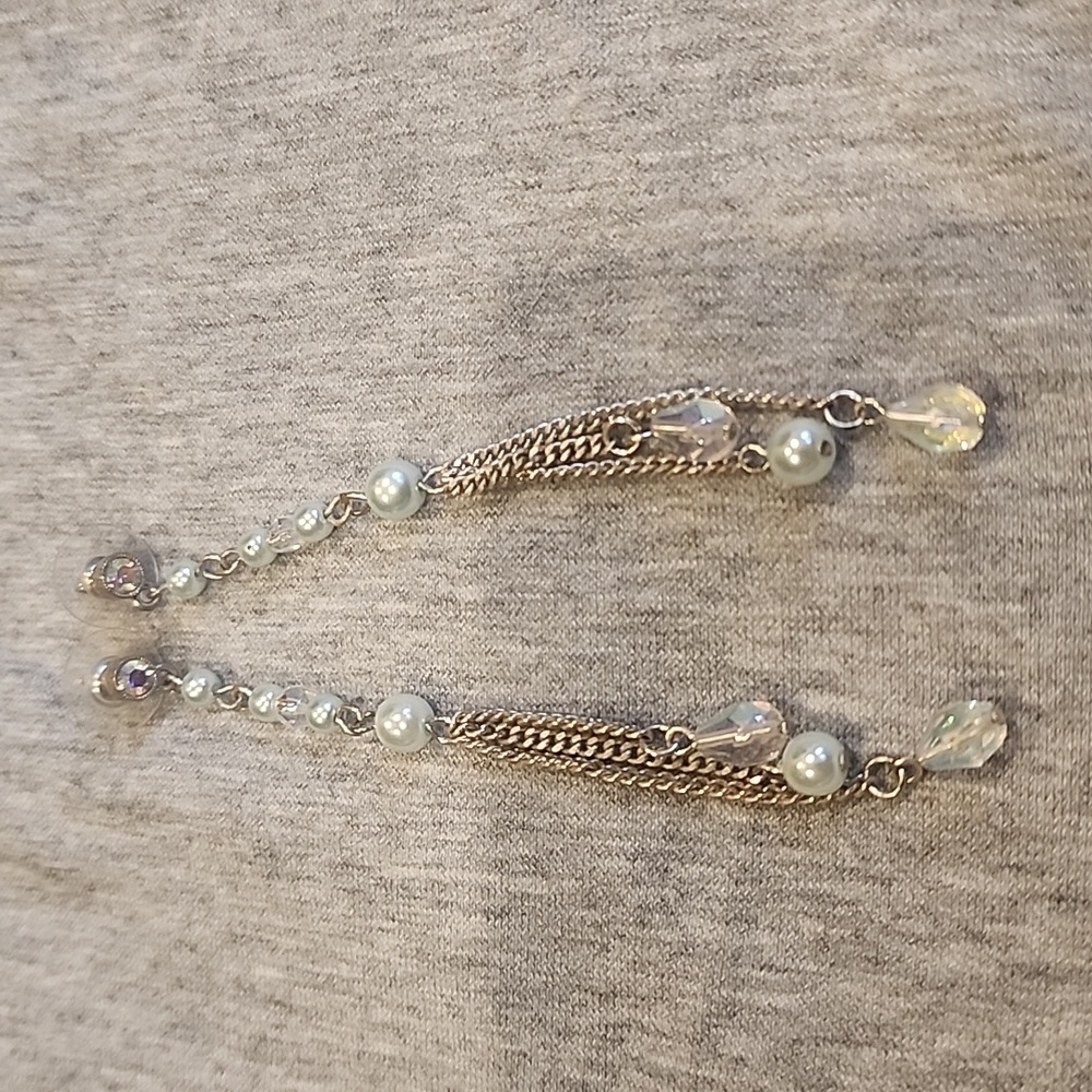 Elegant Silver And Light Blue Dangle Earrings